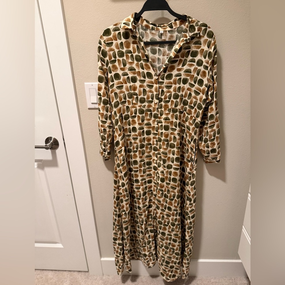 Stylish Geometric Print Spanish Maxi Dress